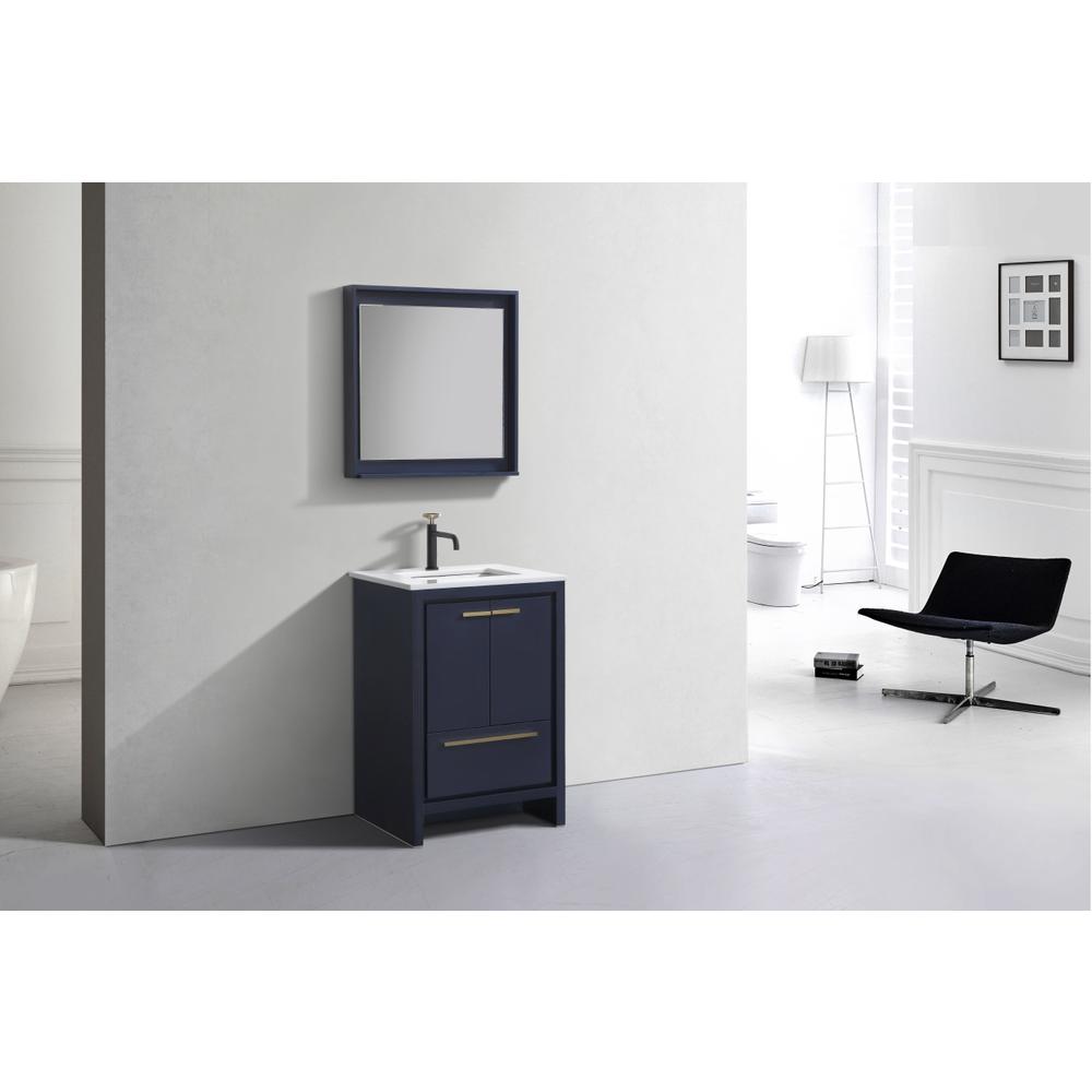 KubeBath Dolce 24″ Blue  Modern Bathroom Vanity with White Quartz Counter-Top. Picture 3