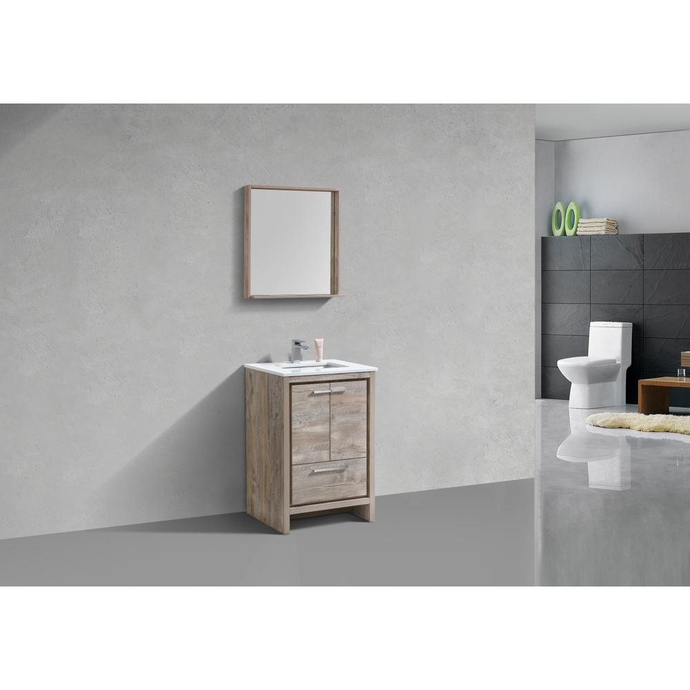 24″ Nature Wood Modern Bathroom Vanity with White Quartz Counter-Top. Picture 3