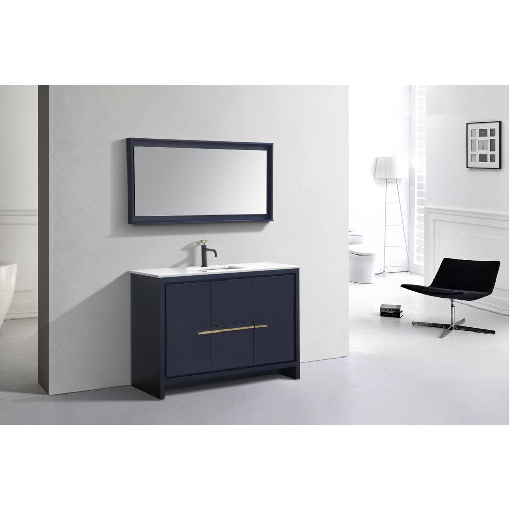 KubeBath Dolce 48″ Blue  Modern Bathroom Vanity with White Quartz Counter-Top. Picture 3