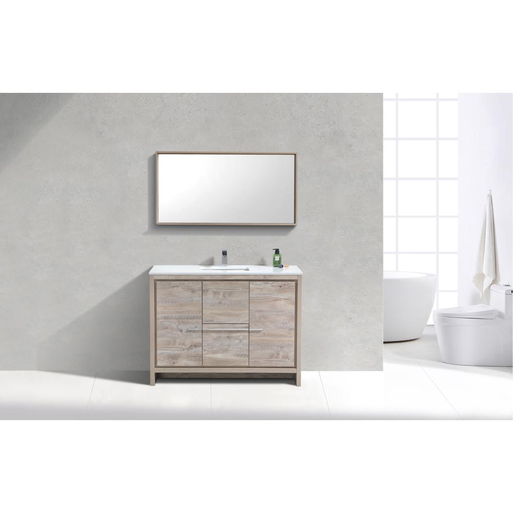 48″ Nature Wood Modern Bathroom Vanity with White Quartz Counter-Top. Picture 2