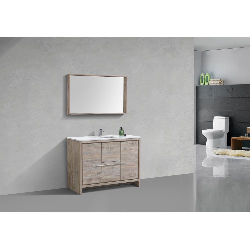 48″ Nature Wood Modern Bathroom Vanity with White Quartz Counter-Top. Picture 3