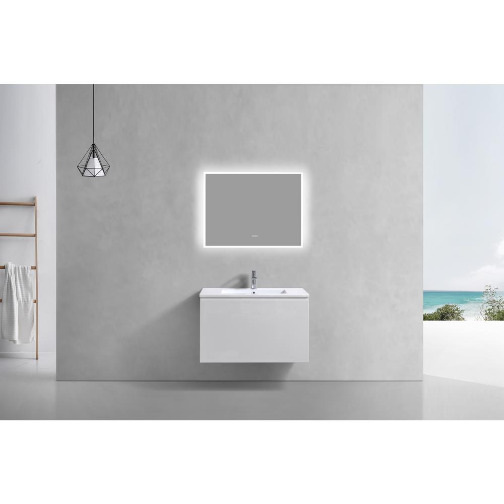 Balli 32'' Wall Mount Modern Bathroom Vanity in Gloss White Finish. Picture 3