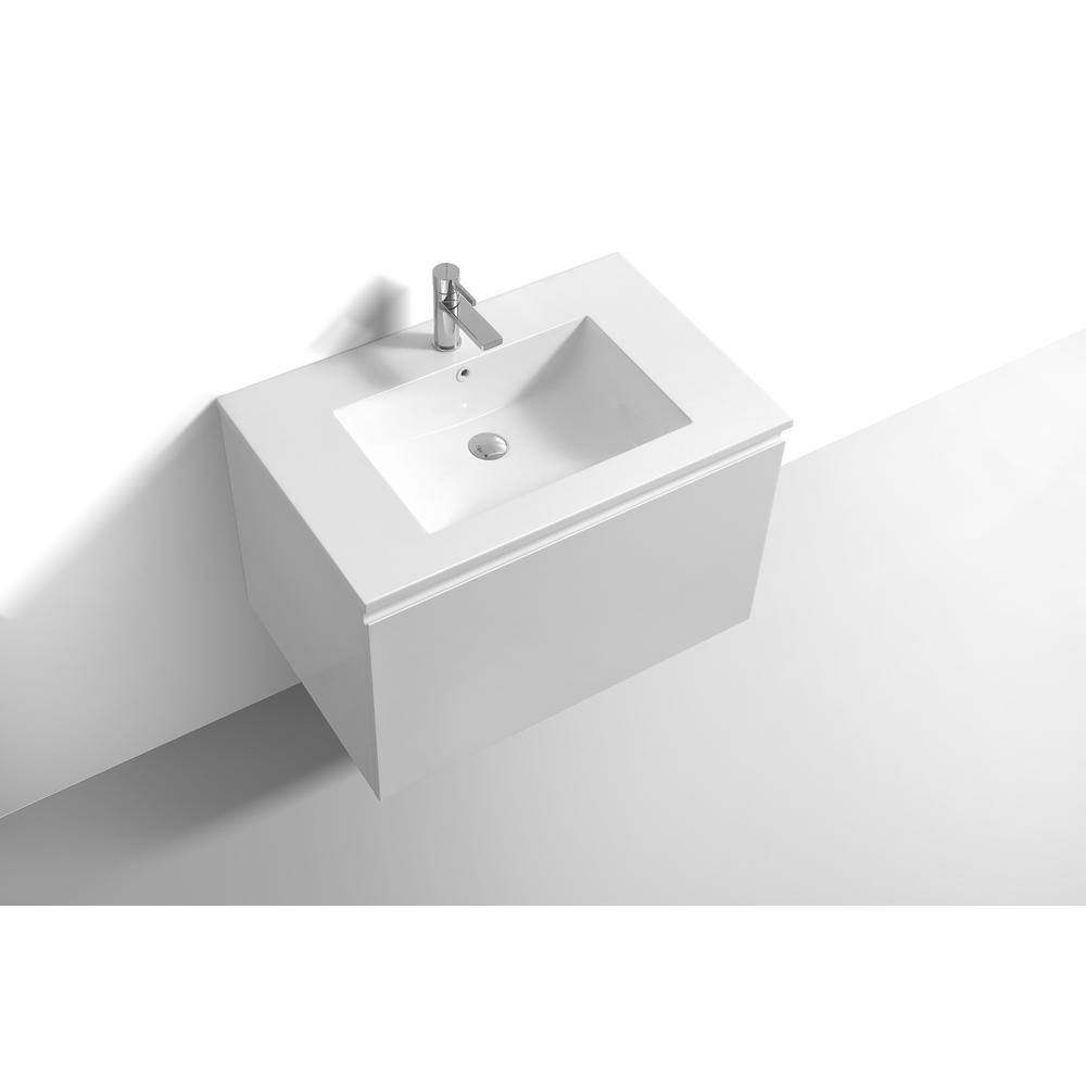 Balli 32'' Wall Mount Modern Bathroom Vanity in Gloss White Finish. Picture 4