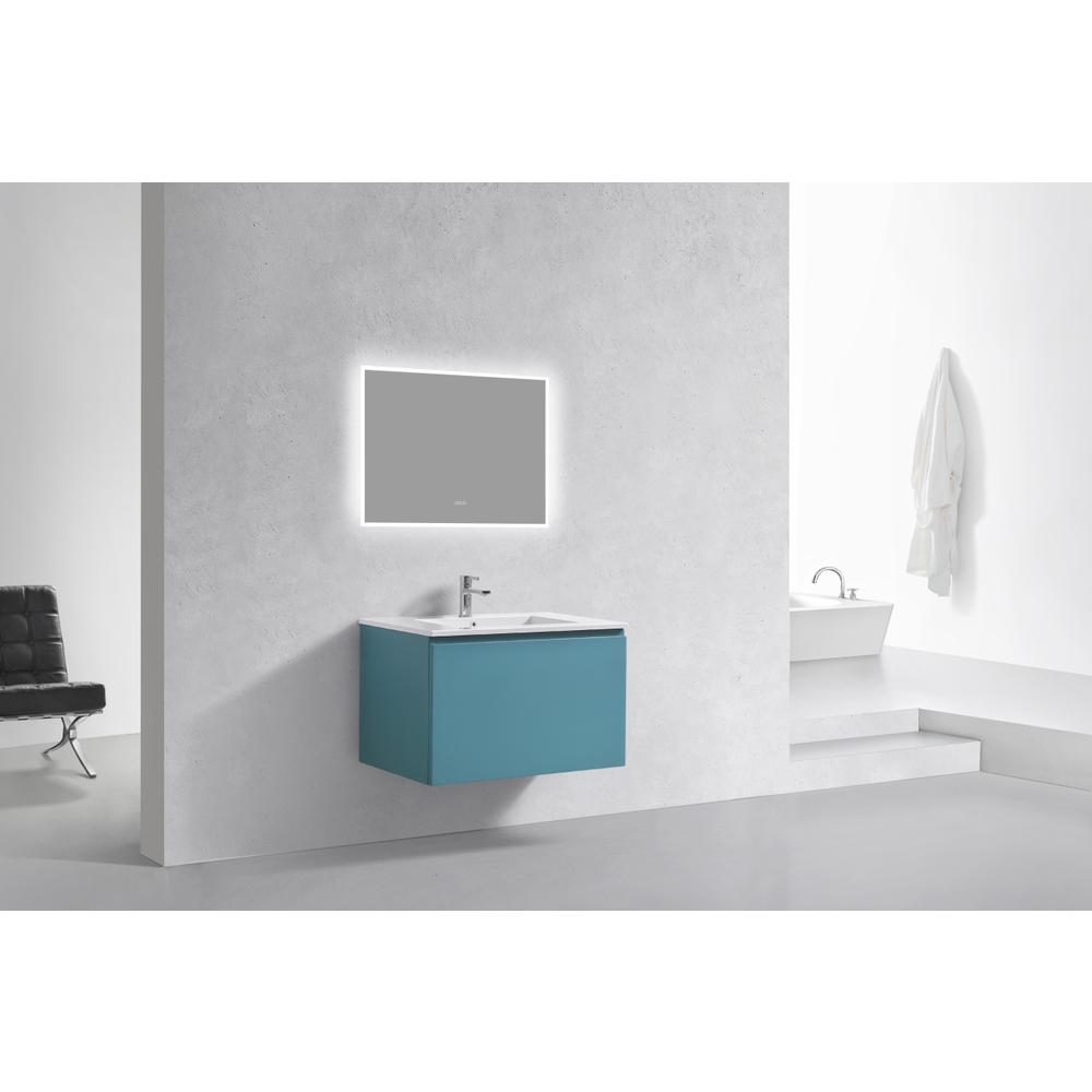 Balli 32'' Wall Mount Modern Bathroom Vanity in Teal Green Finish. Picture 2