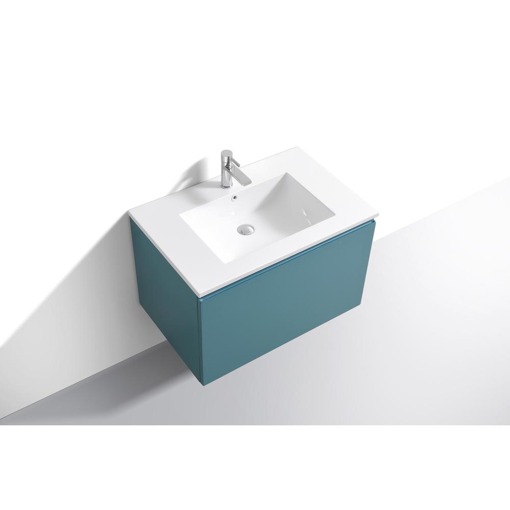 Balli 32'' Wall Mount Modern Bathroom Vanity in Teal Green Finish. Picture 4