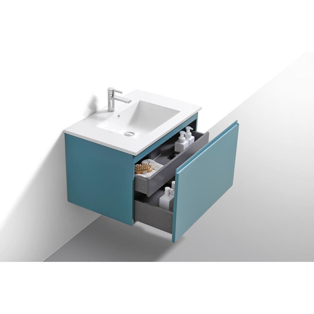 Balli 32'' Wall Mount Modern Bathroom Vanity in Teal Green Finish. Picture 5