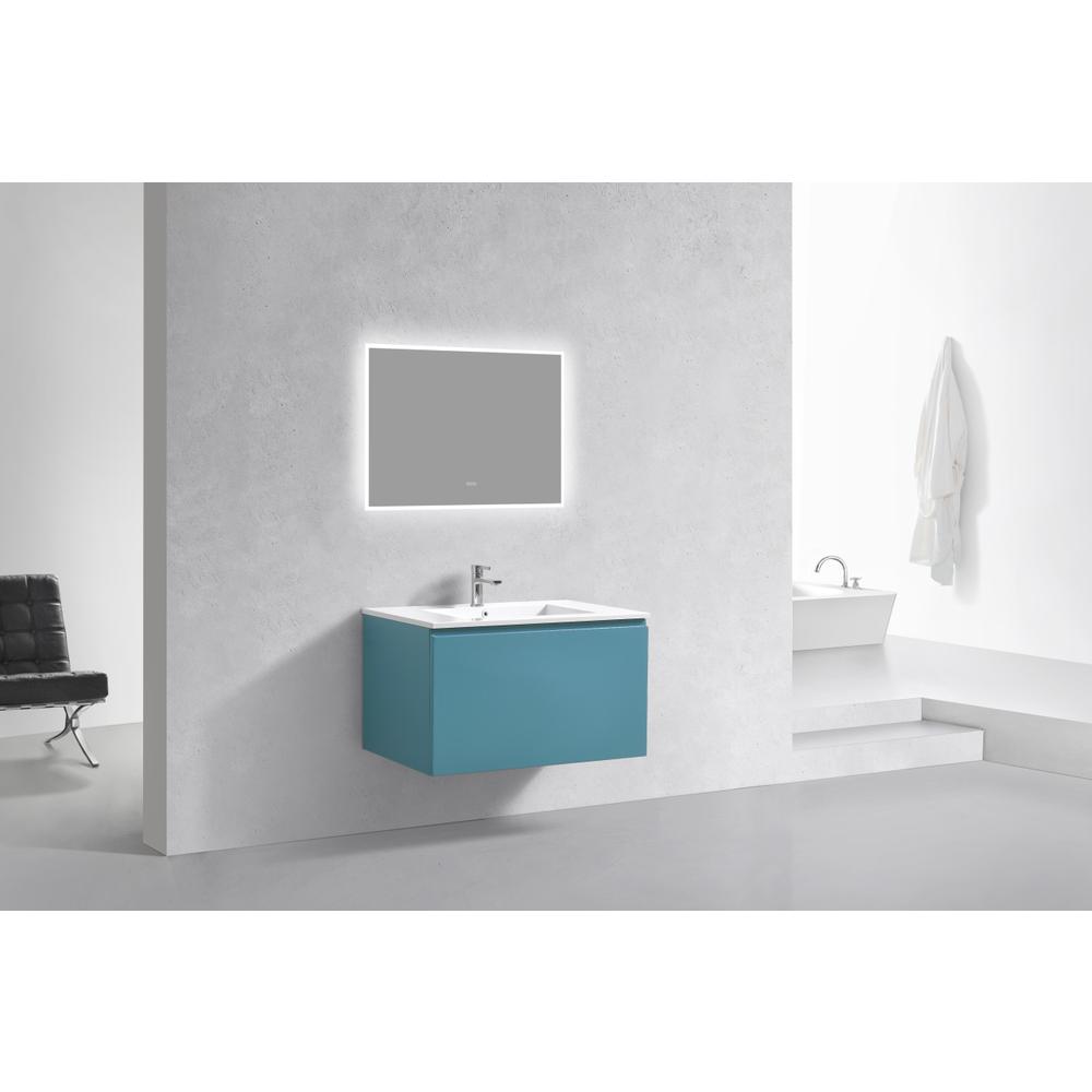 Balli 36'' Wall Mount Modern Bathroom Vanity in Teal Green Finish. Picture 2