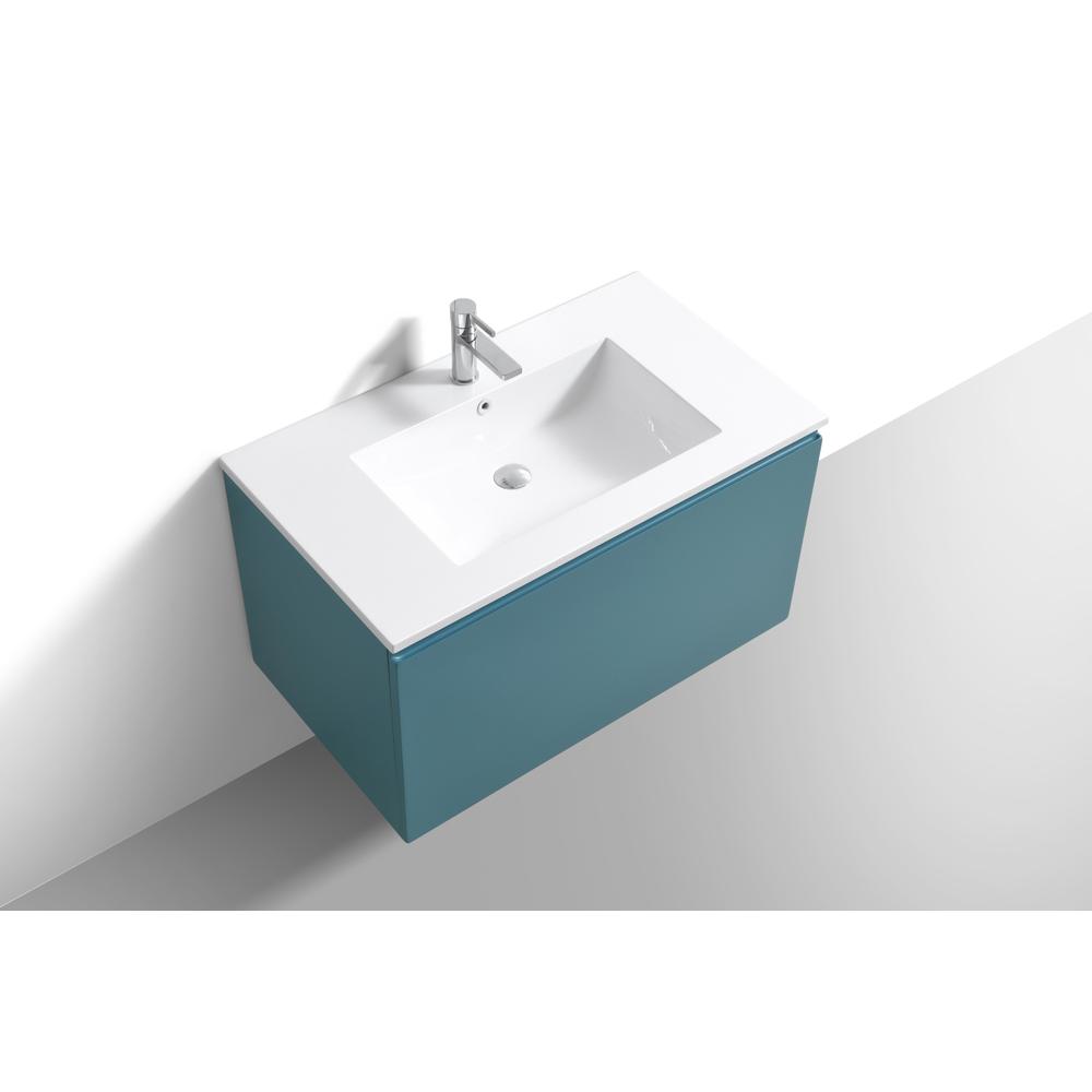 Balli 36'' Wall Mount Modern Bathroom Vanity in Teal Green Finish. Picture 4