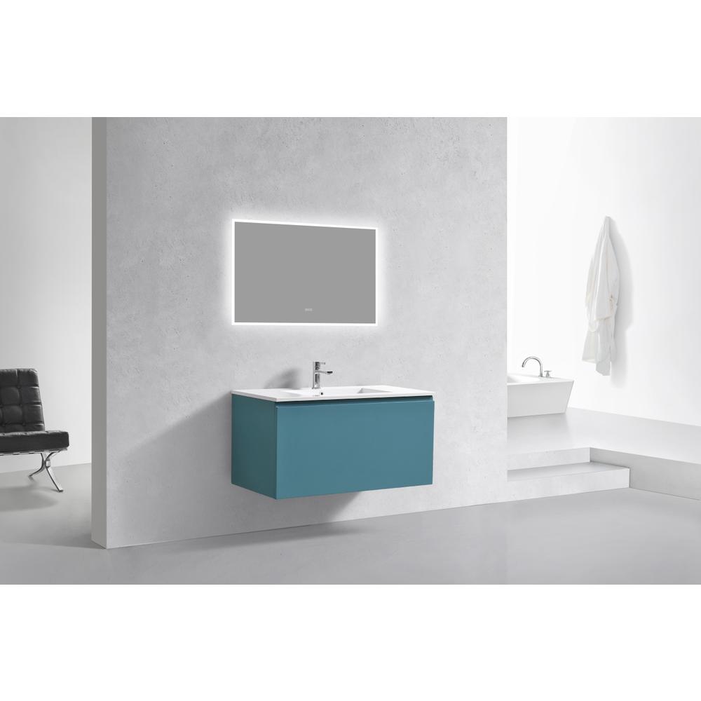 Balli 40'' Wall Mount Modern Bathroom Vanity in Teal Green Finish. Picture 2