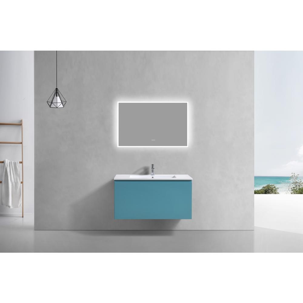 Balli 40'' Wall Mount Modern Bathroom Vanity in Teal Green Finish. Picture 3
