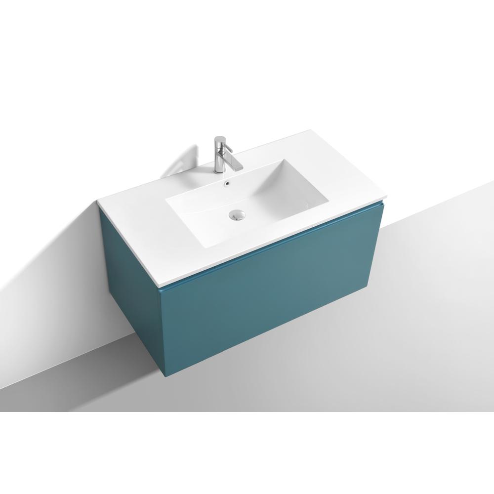 Balli 40'' Wall Mount Modern Bathroom Vanity in Teal Green Finish. Picture 4