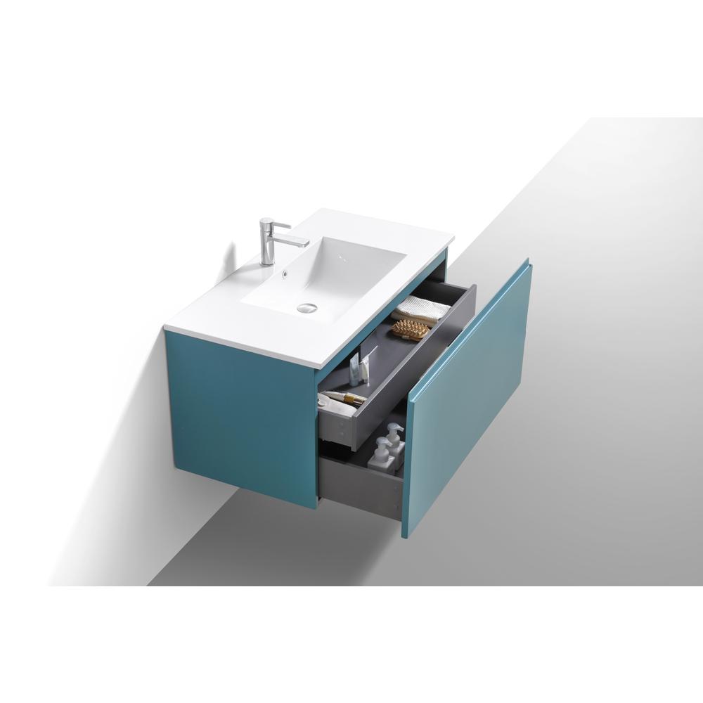 Balli 40'' Wall Mount Modern Bathroom Vanity in Teal Green Finish. Picture 5