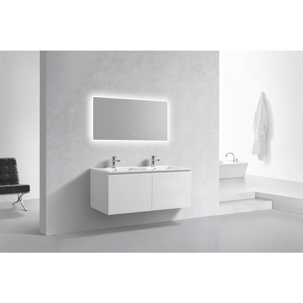 Balli 48'' Double SinkWall Mount Modern Bathroom Vanity in Gloss White Finish. Picture 2