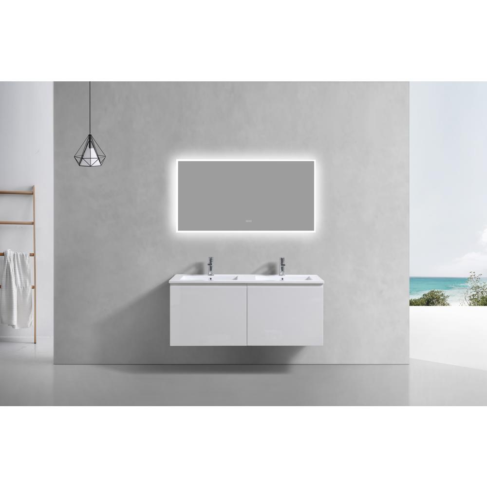 Balli 48'' Double SinkWall Mount Modern Bathroom Vanity in Gloss White Finish. Picture 3