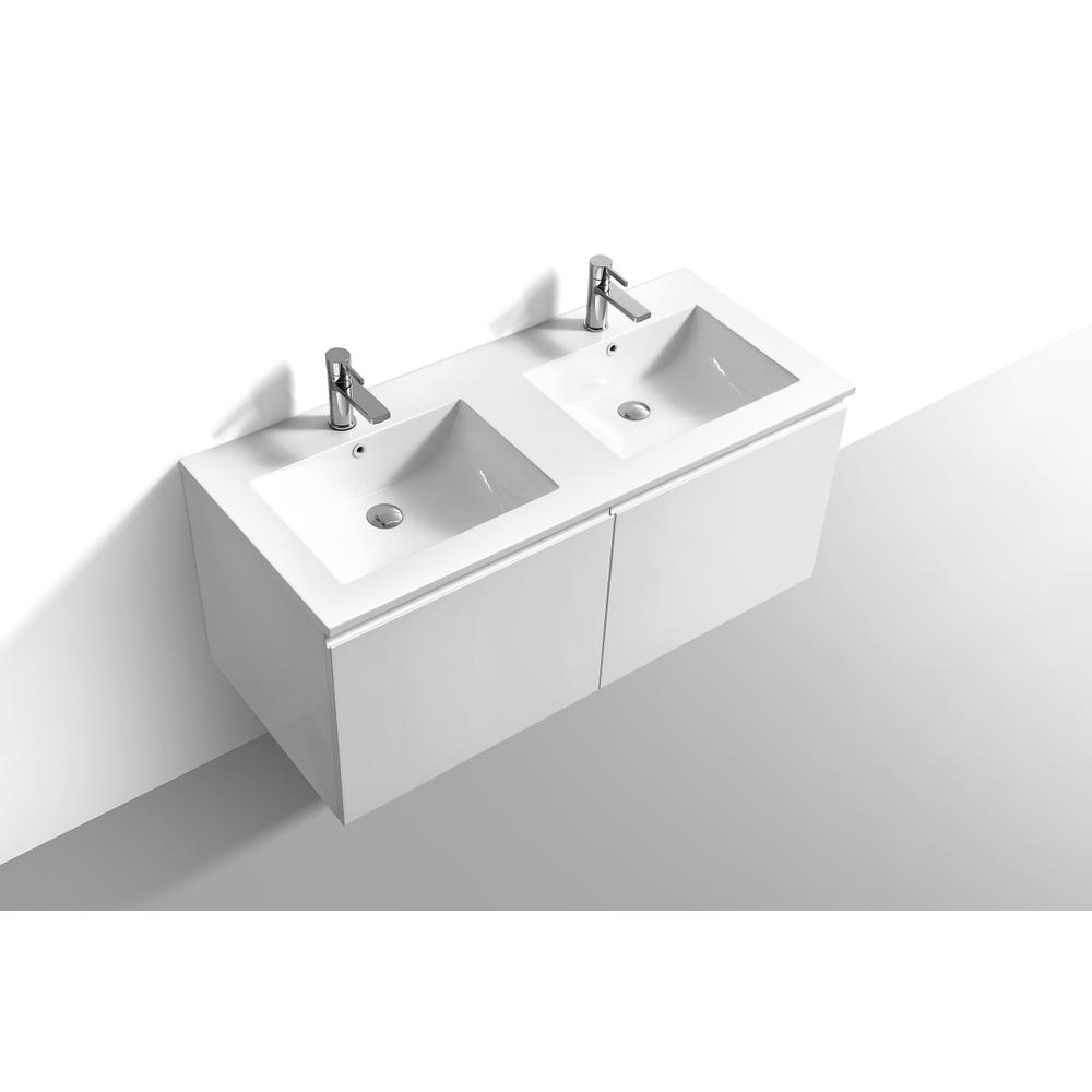 Balli 48'' Double SinkWall Mount Modern Bathroom Vanity in Gloss White Finish. Picture 4