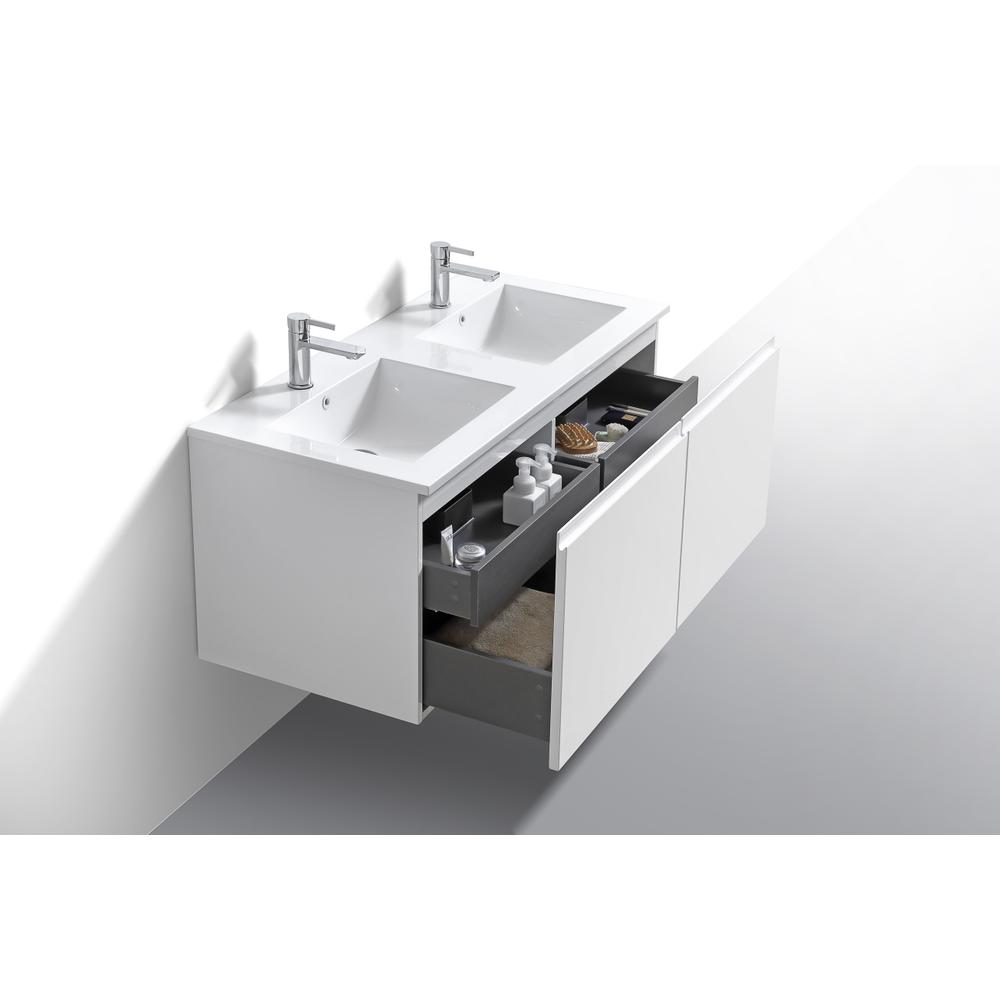 Balli 48'' Double SinkWall Mount Modern Bathroom Vanity in Gloss White Finish. Picture 5