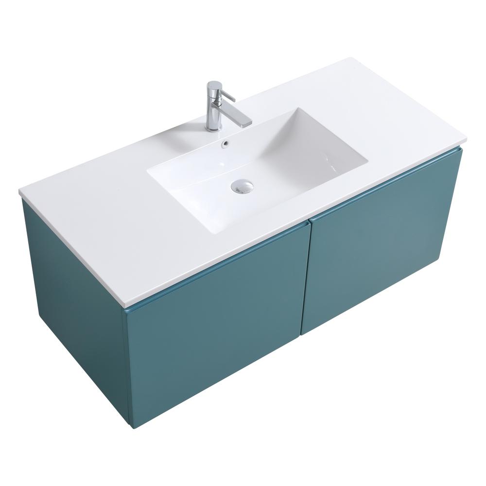 Balli 48'' Single Sink Wall Mount Modern Bathroom Vanity in Teal Green Finish. Picture 1