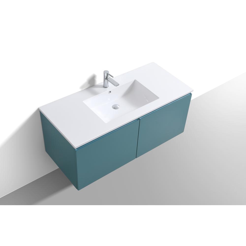 Balli 48'' Single Sink Wall Mount Modern Bathroom Vanity in Teal Green Finish. Picture 4