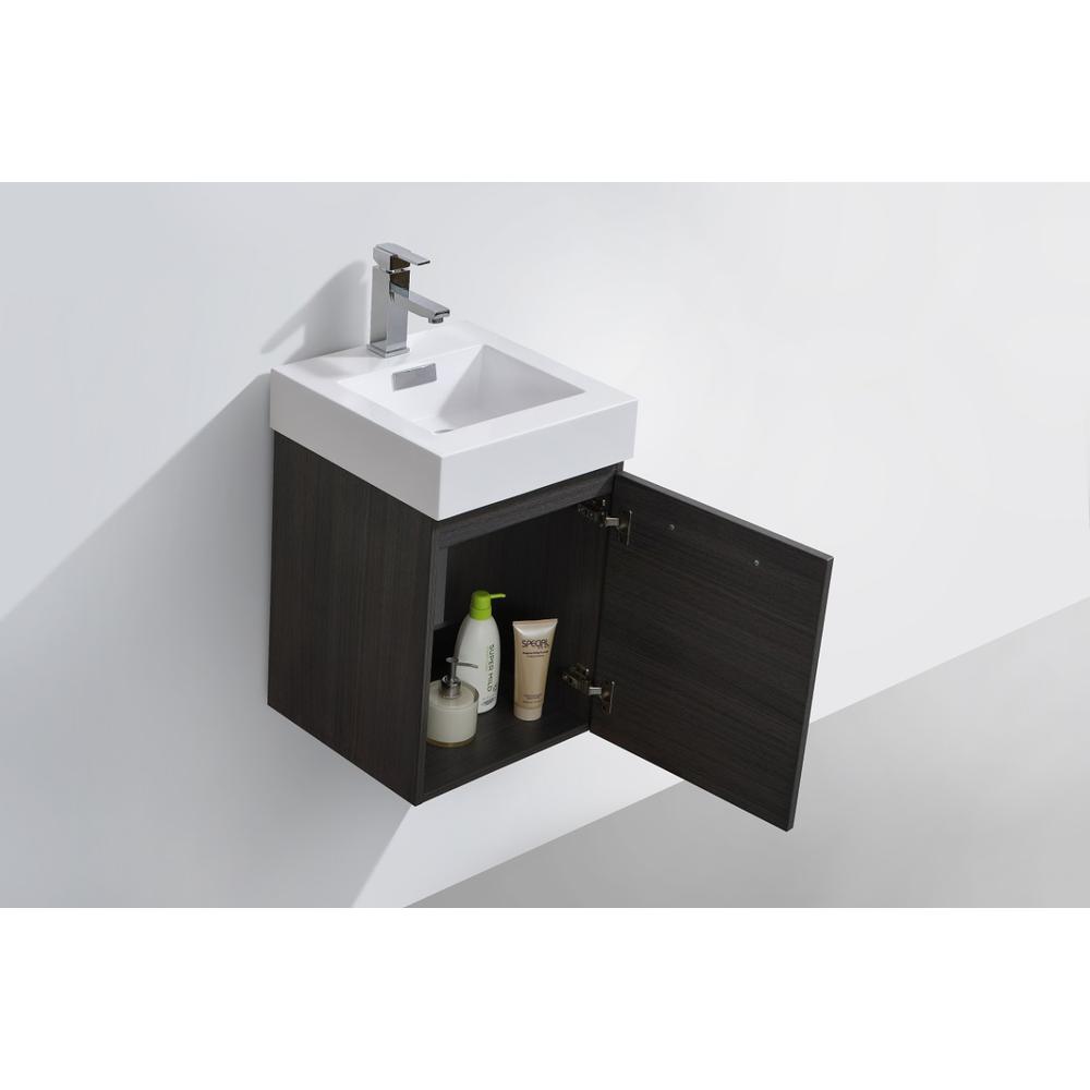 Bliss 16" Gray Oak Wall Mount Modern Bathroom Vanity. Picture 5