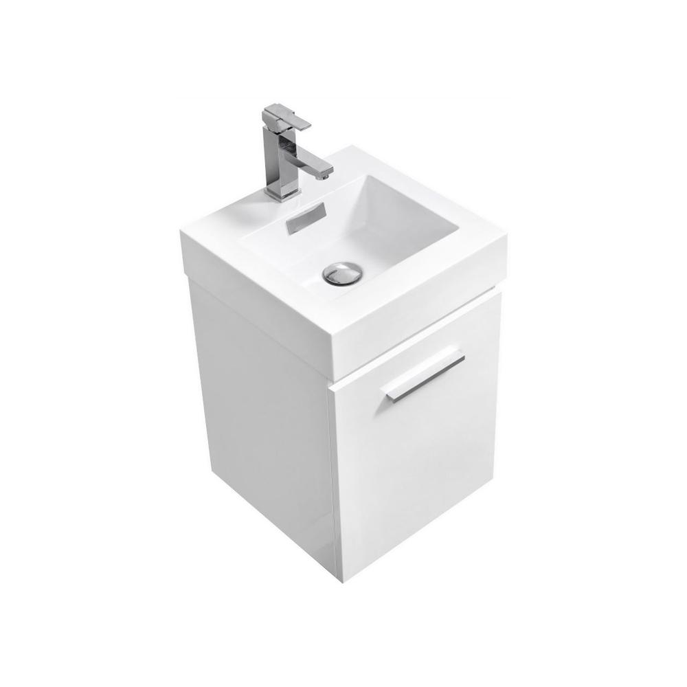 Bliss 16" High Gloss White Wall Mount Modern Bathroom Vanity. Picture 5