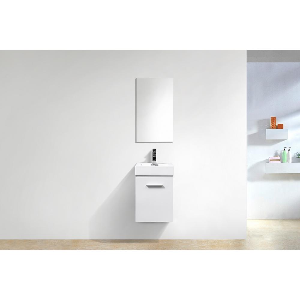 Bliss 16" High Gloss White Wall Mount Modern Bathroom Vanity. Picture 1