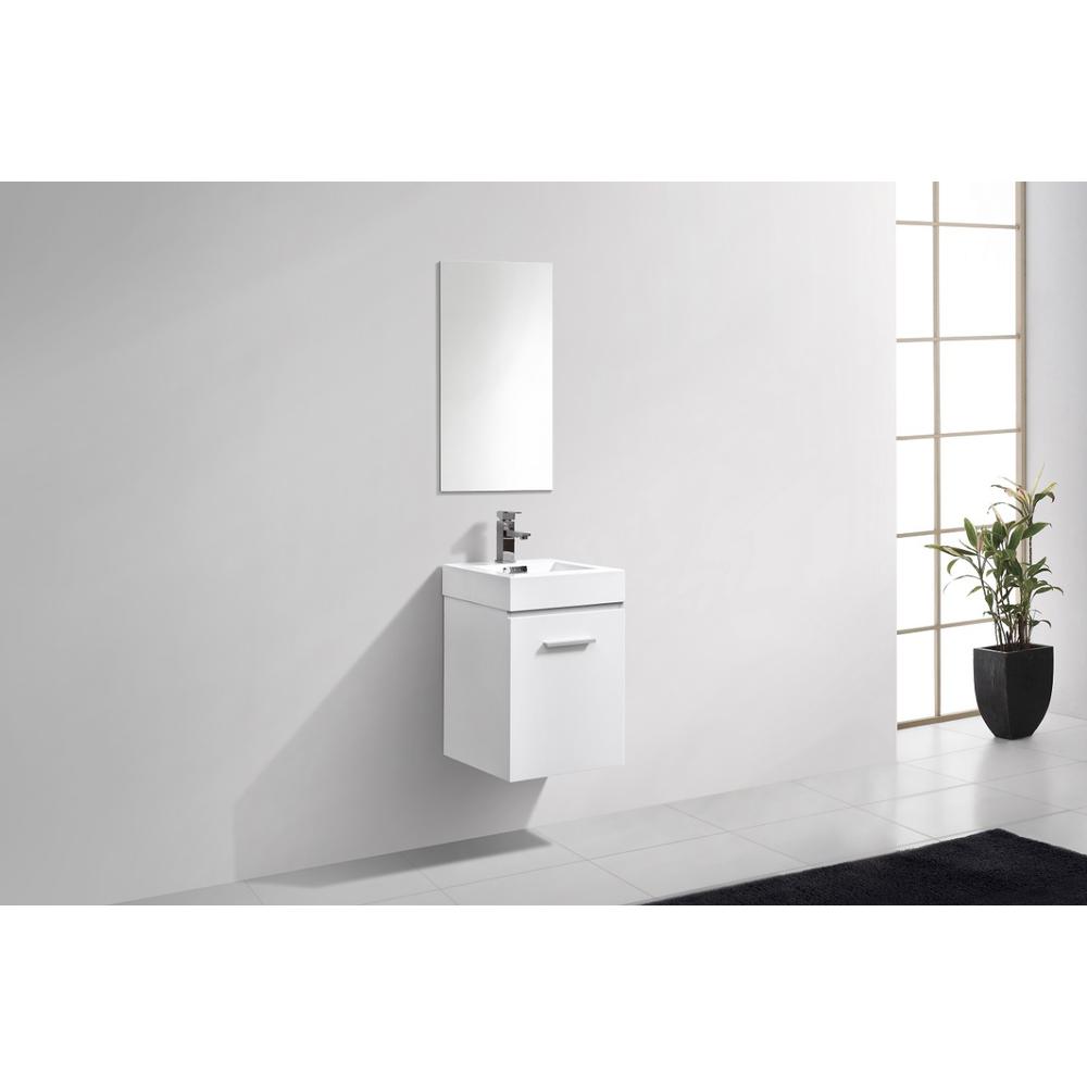 Bliss 16" High Gloss White Wall Mount Modern Bathroom Vanity. Picture 2