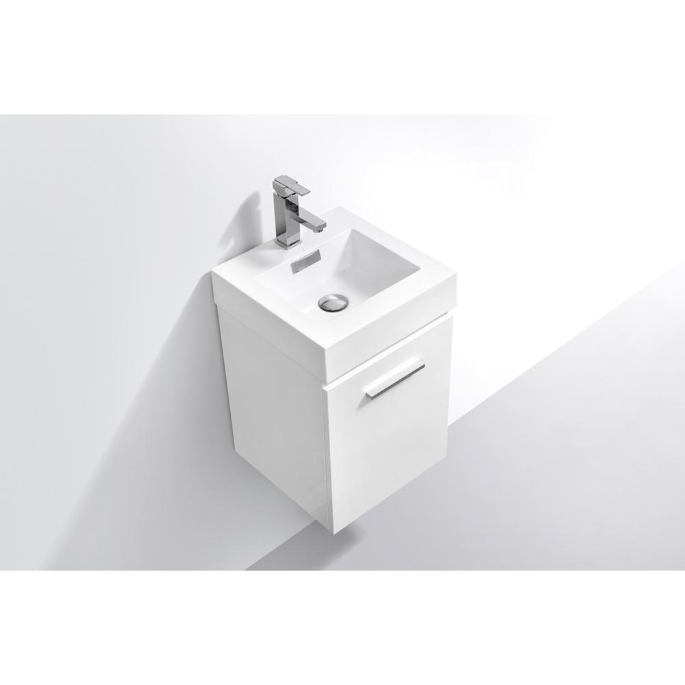 Bliss 16" High Gloss White Wall Mount Modern Bathroom Vanity. Picture 3