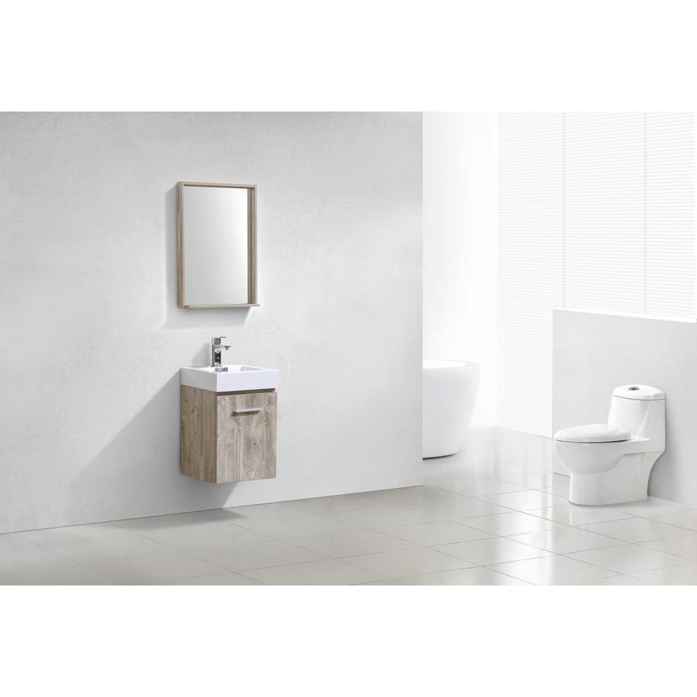 Bliss 16" Nature Wood Wall Mount Modern Bathroom Vanity. Picture 2