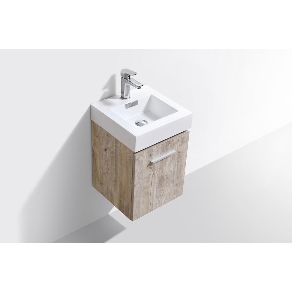 Bliss 16" Nature Wood Wall Mount Modern Bathroom Vanity. Picture 3