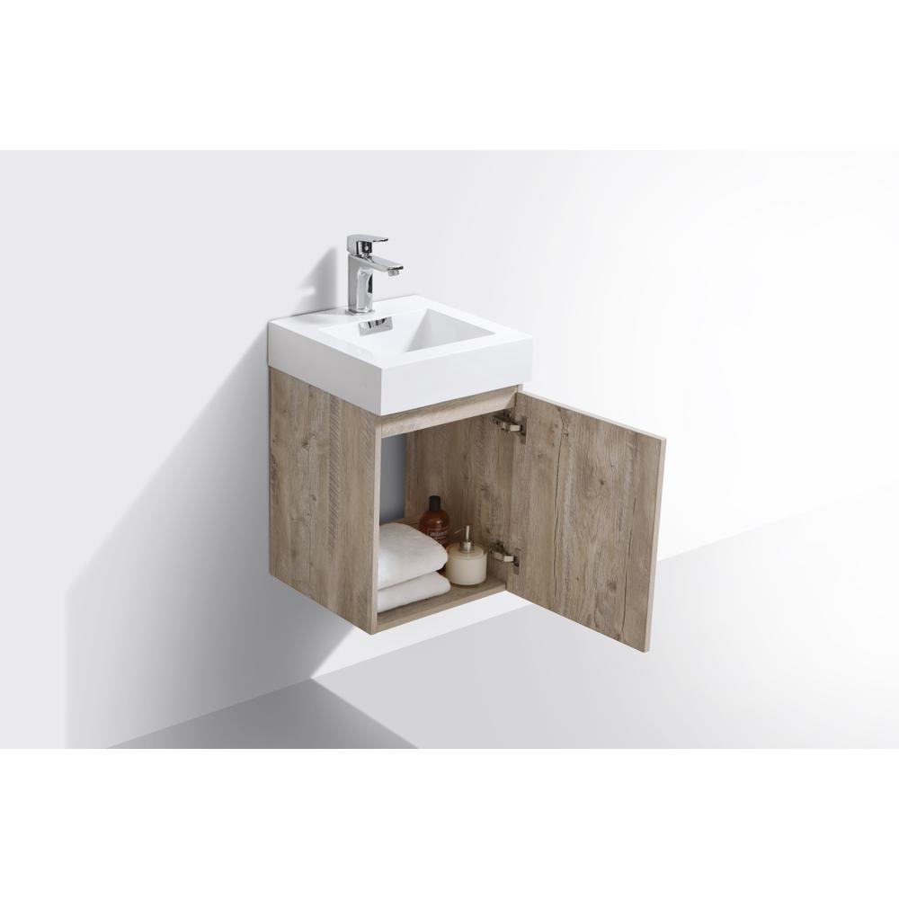 Bliss 16" Nature Wood Wall Mount Modern Bathroom Vanity. Picture 4