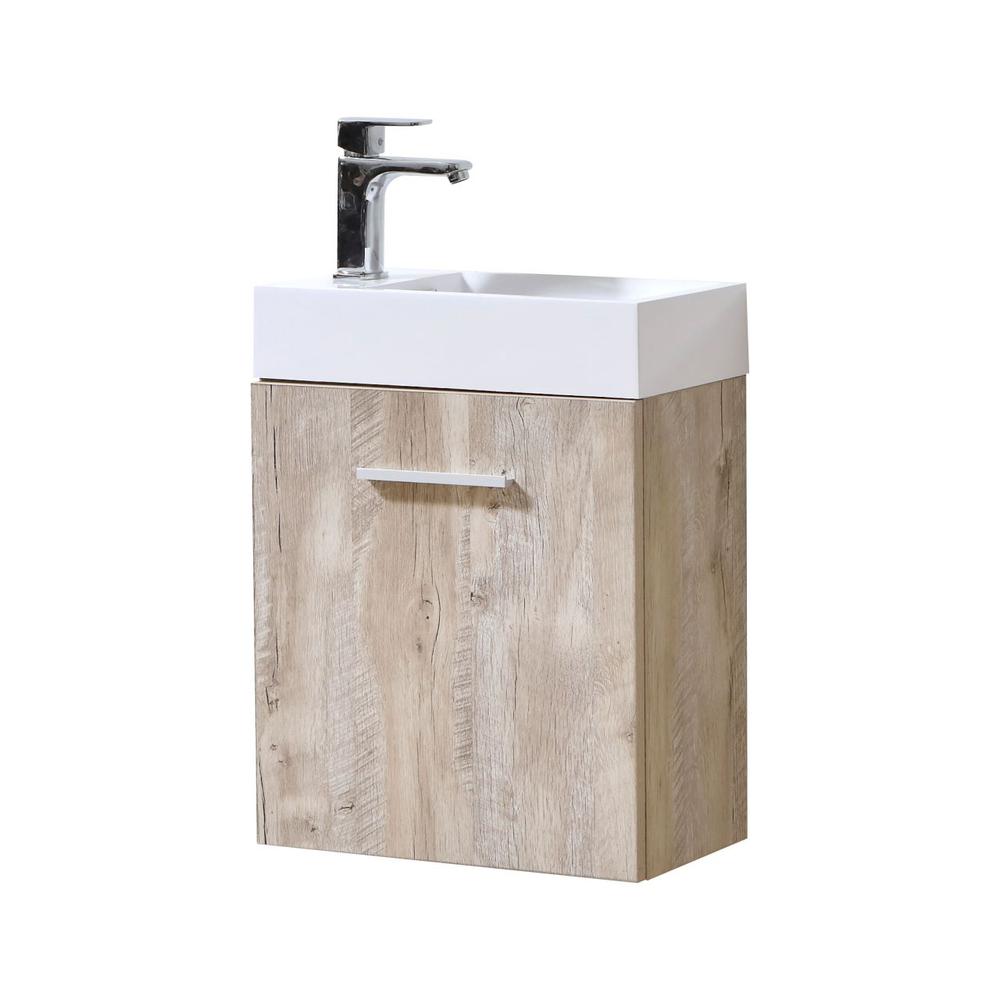 Bliss 18" Nature Wood Wall Mount Modern Bathroom Vanity. Picture 1