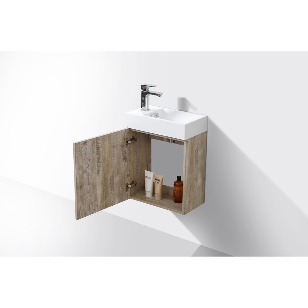 Bliss 18" Nature Wood Wall Mount Modern Bathroom Vanity. Picture 4
