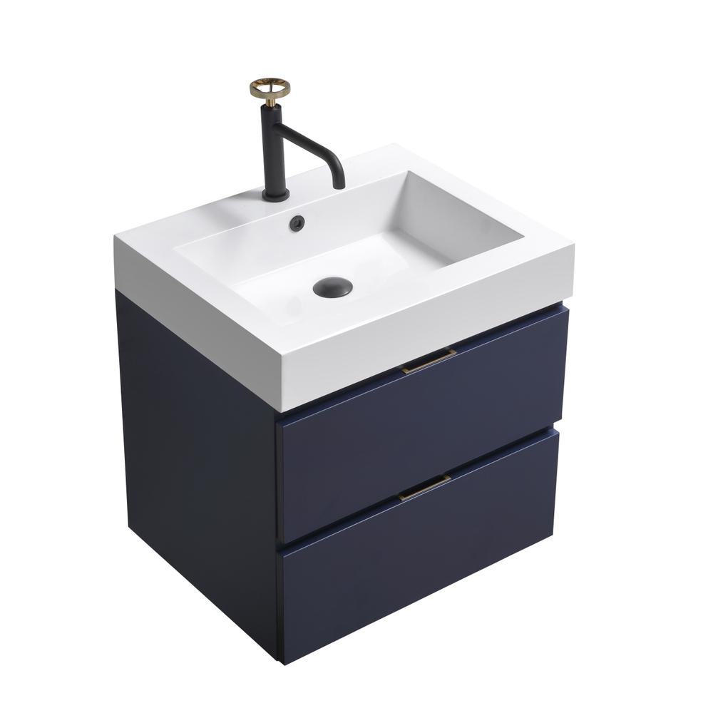 Bliss 24" Blue  Wall Mount Modern Bathroom Vanity. Picture 1