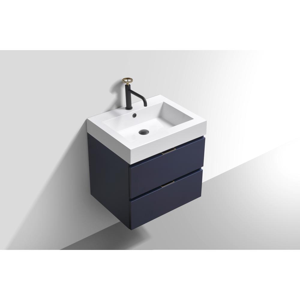 Bliss 24" Blue  Wall Mount Modern Bathroom Vanity. Picture 2