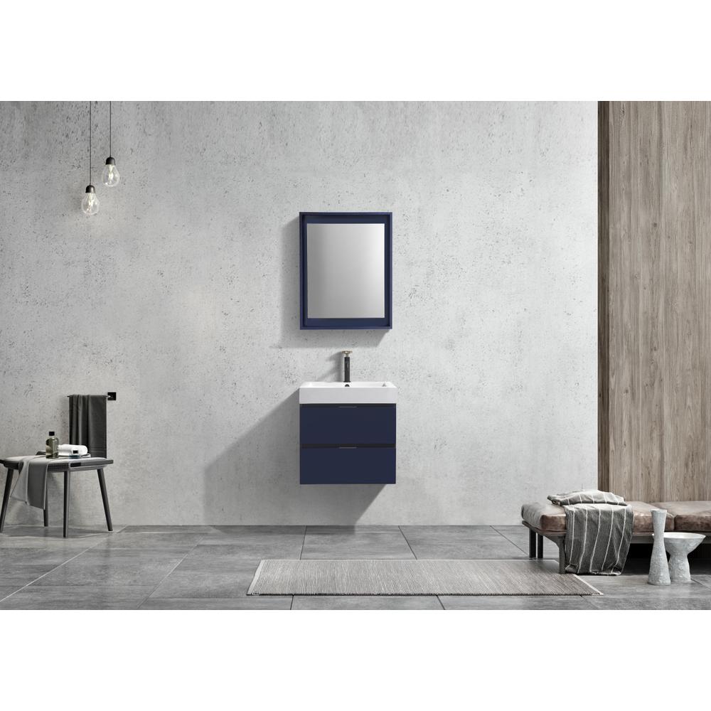 Bliss 24" Blue  Wall Mount Modern Bathroom Vanity. Picture 3