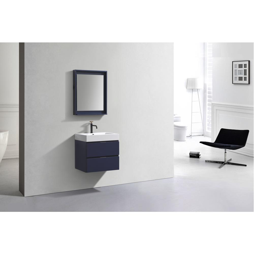 Bliss 24" Blue  Wall Mount Modern Bathroom Vanity. Picture 4