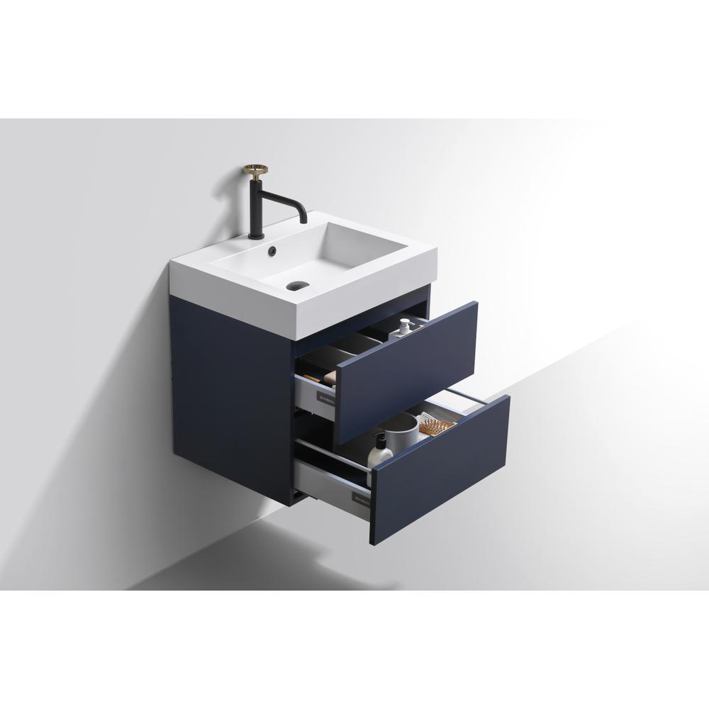 Bliss 24" Blue  Wall Mount Modern Bathroom Vanity. Picture 5