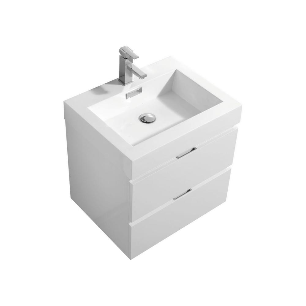 Bliss 24" High Gloss White Wall Mount Modern Bathroom Vanity. Picture 1