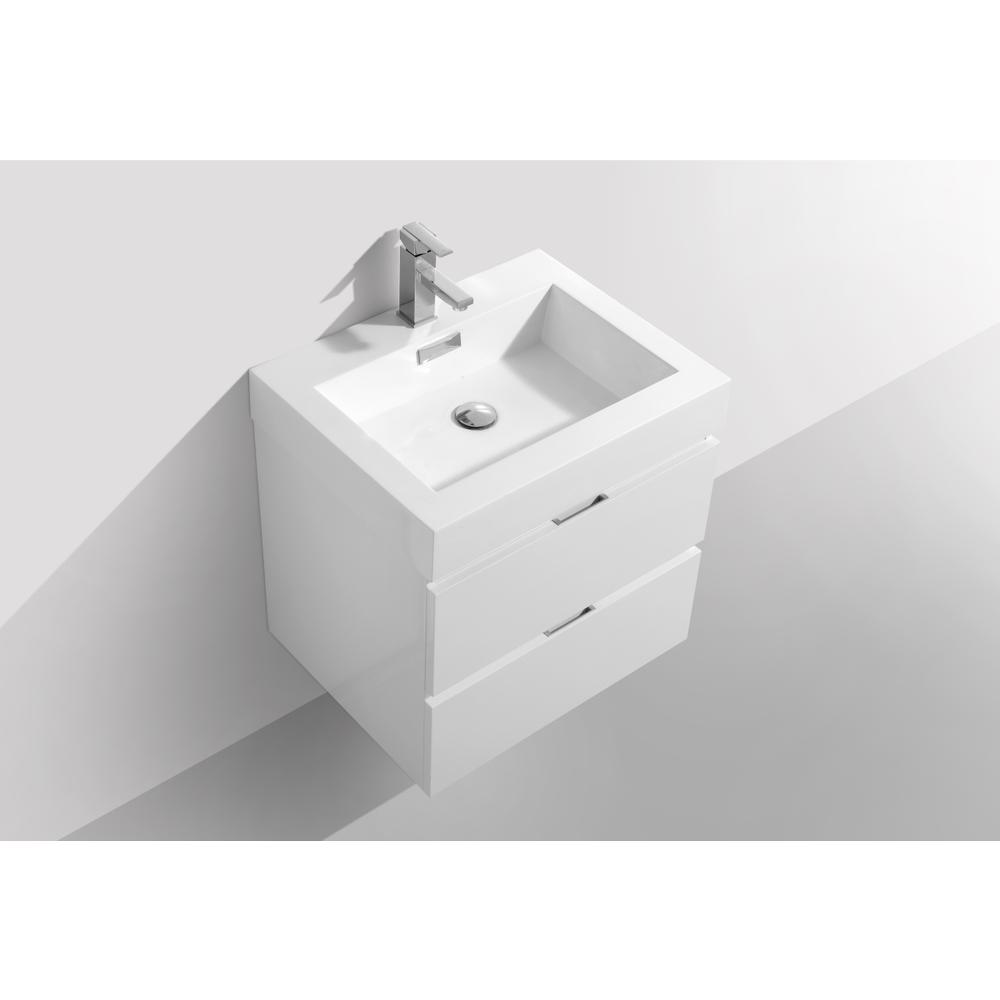 Bliss 24" High Gloss White Wall Mount Modern Bathroom Vanity. Picture 4