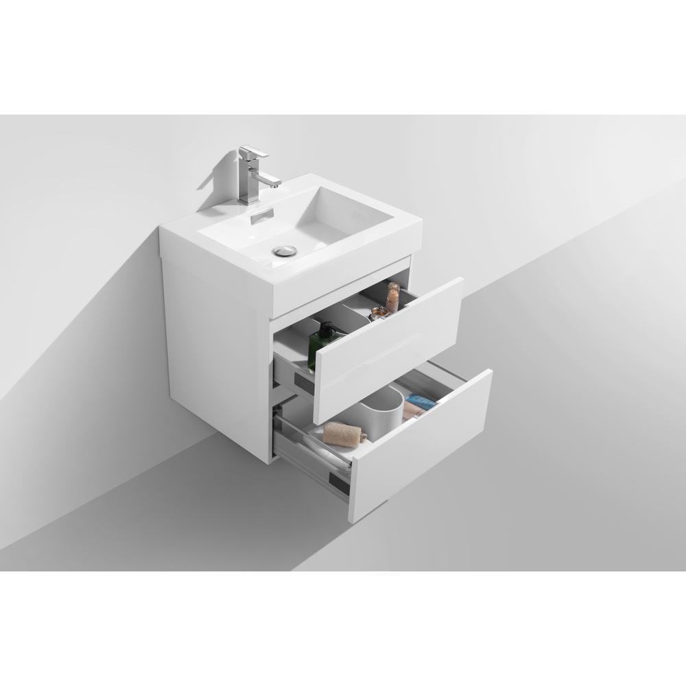 Bliss 24" High Gloss White Wall Mount Modern Bathroom Vanity. Picture 5