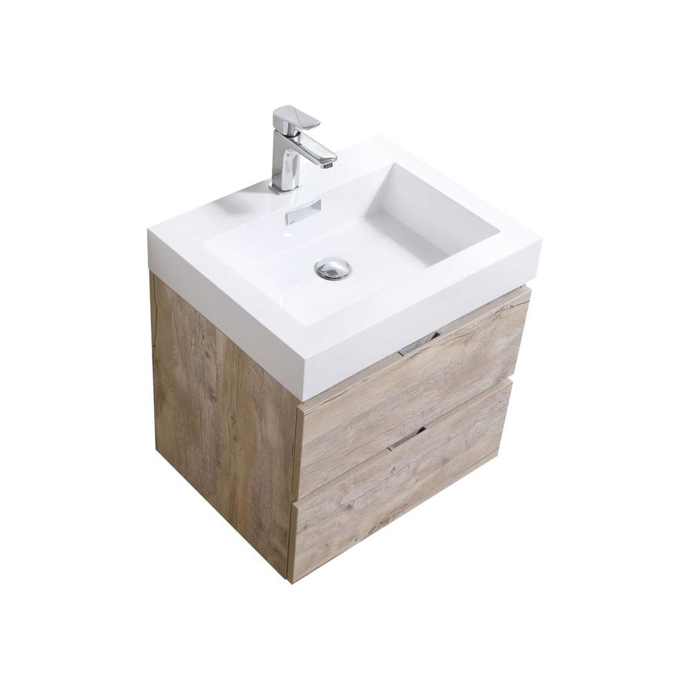 Bliss 24" Nature Wood Wall Mount Modern Bathroom Vanity. Picture 1