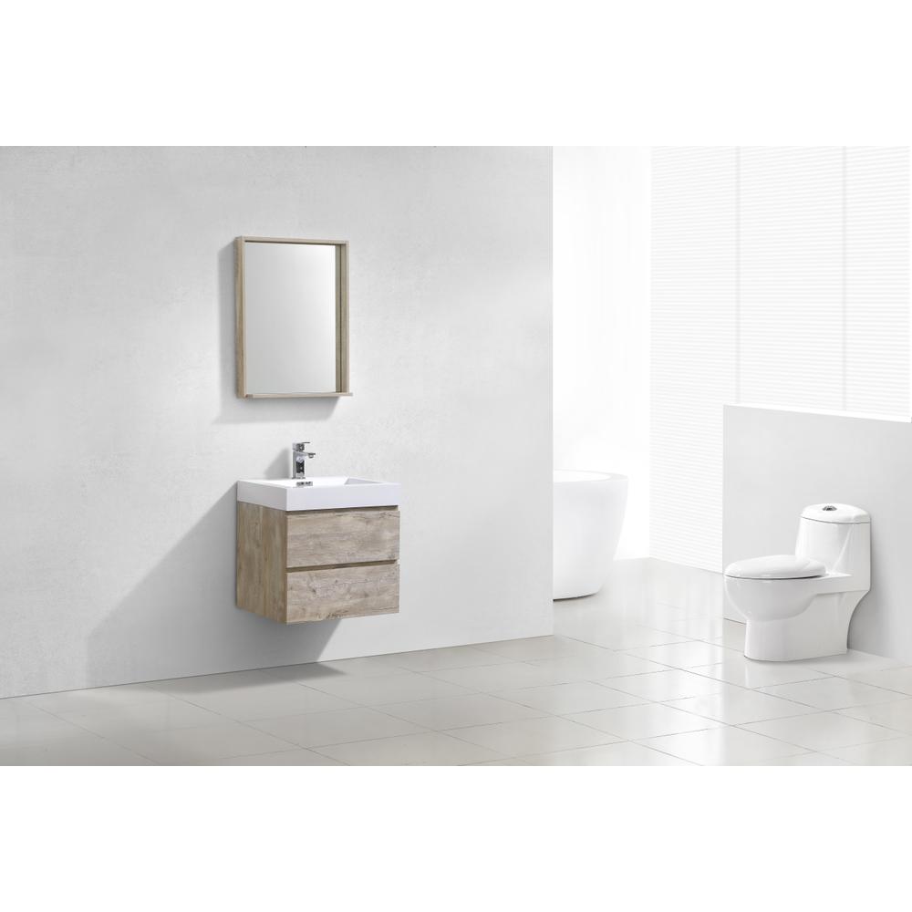 Bliss 24" Nature Wood Wall Mount Modern Bathroom Vanity. Picture 2