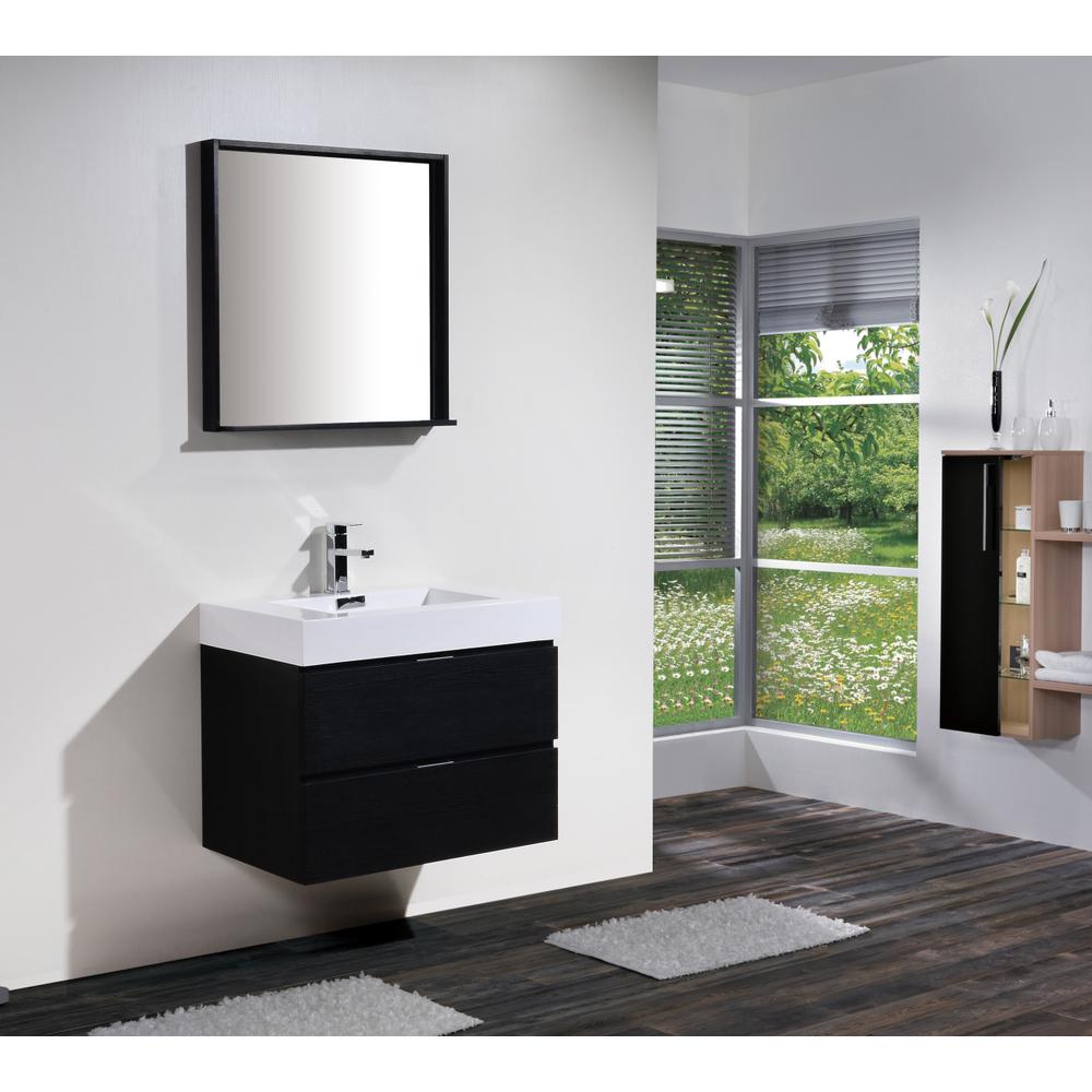 Bliss 30" Black Wall Mount Modern Bathroom Vanity. Picture 2