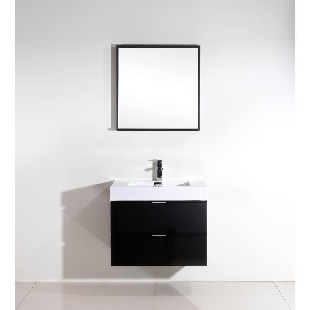 Bliss 30" Black Wall Mount Modern Bathroom Vanity. Picture 3