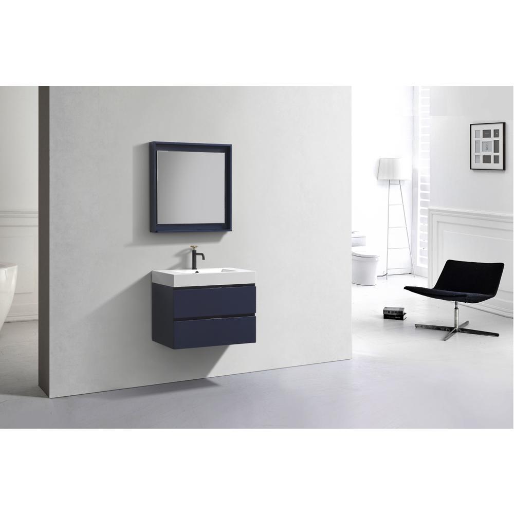 Bliss 30" Blue Wall Mount Modern Bathroom Vanity. Picture 3