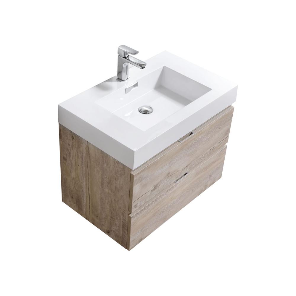 Bliss 30" Nature Wood Wall Mount Modern Bathroom Vanity. Picture 1