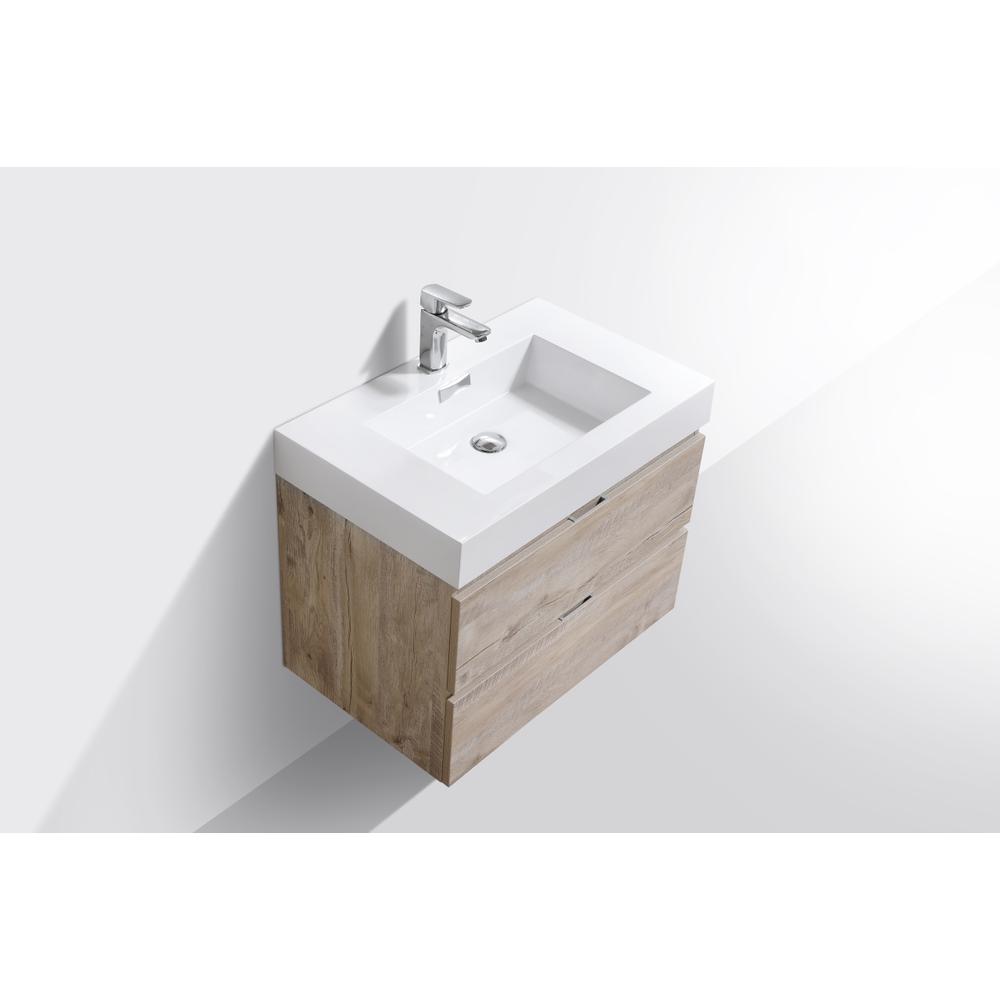 Bliss 30" Nature Wood Wall Mount Modern Bathroom Vanity. Picture 3