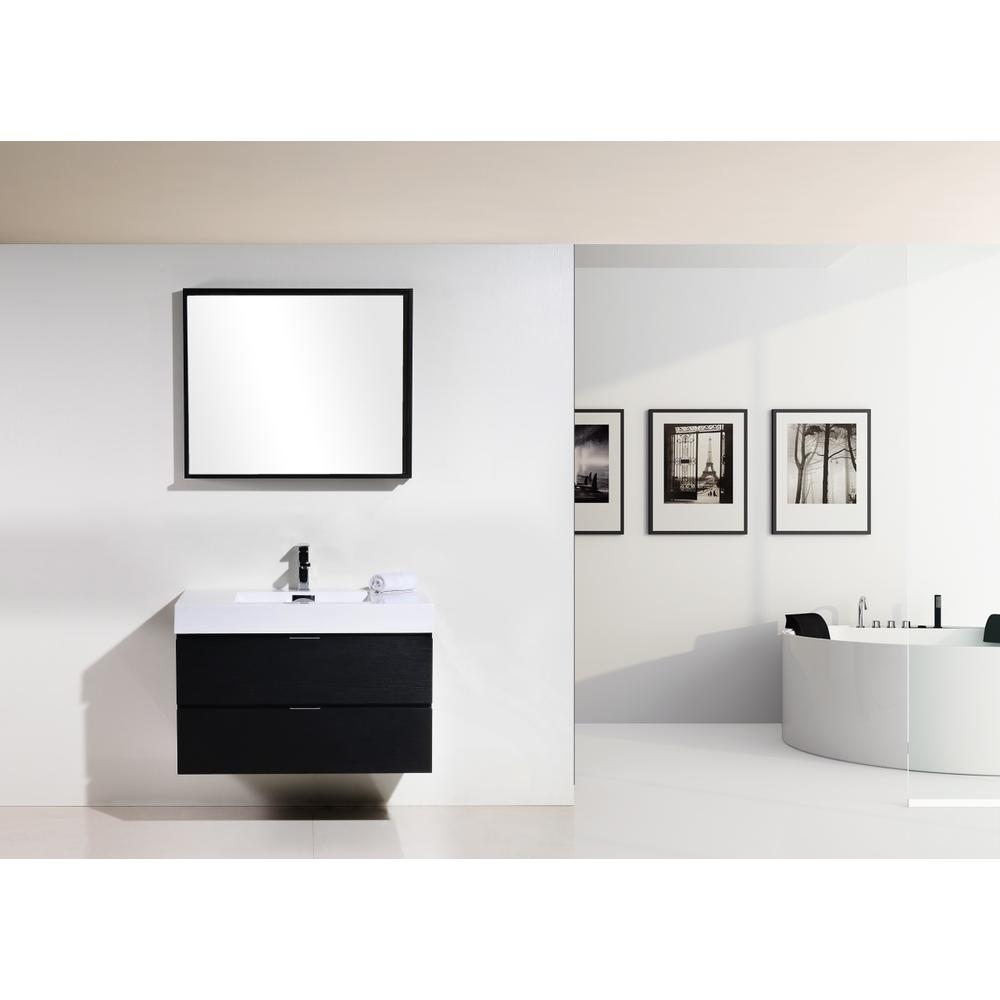 Bliss 36" Black Wall Mount Modern Bathroom Vanity. Picture 2