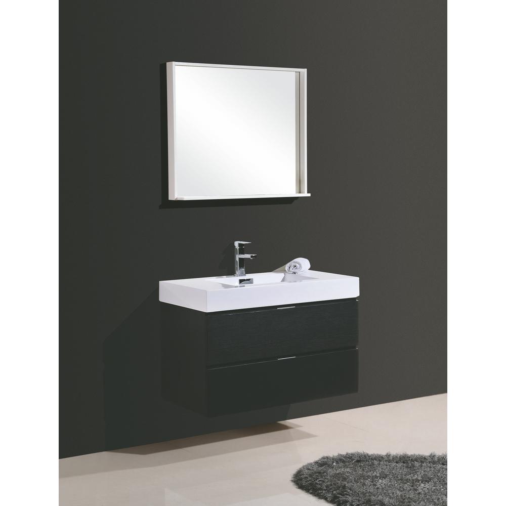 Bliss 36" Black Wall Mount Modern Bathroom Vanity. Picture 3