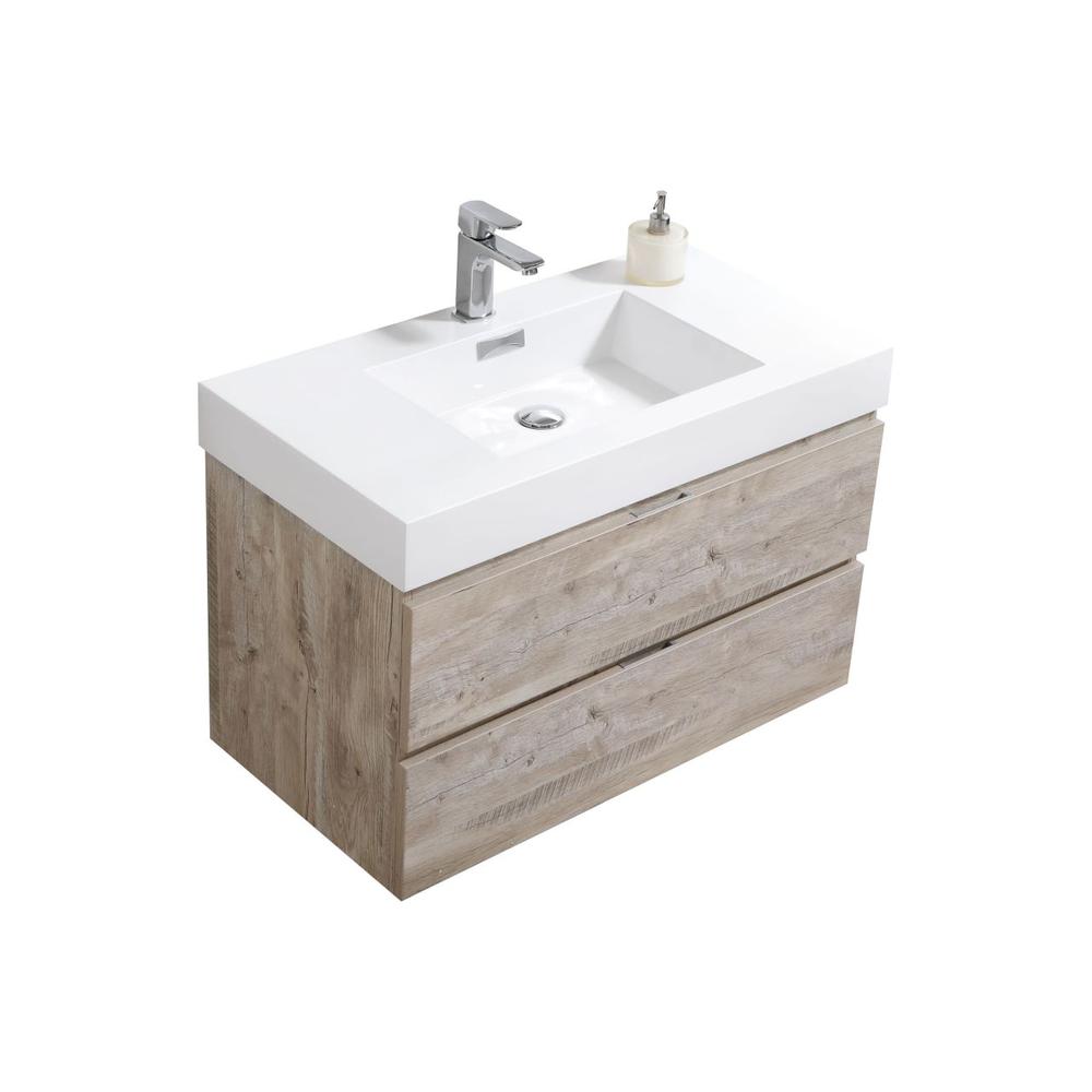 Bliss 36" Nature Wood Wall Mount Modern Bathroom Vanity. Picture 1